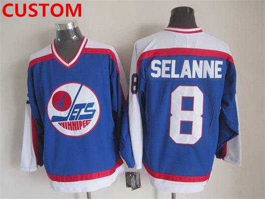 Men%27s Winnipeg Jets Custom 1979-80 Blue CCM Vintage Throwback Jersey